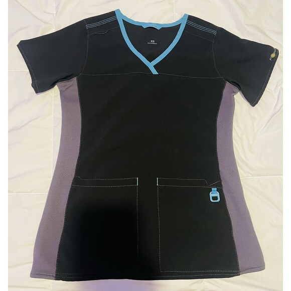 Carhartt Force Scrub top Lot of 2 XS Stretch Navy Black Unicorns V Neck C12114 - Picture 3 of 4